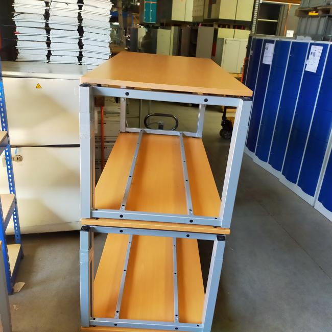  - WINI 200x100 en 160x80 beuken zeer degelijke ihv bureaus 64-82 cm stevig grijs demontabel metalen frame - gemonteerd (4)
