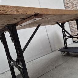  - zware massief houten tafel met antieke gietijzeren poten afm 200x100x75 cm 40 mm blad  (1)