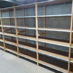  - bruynzeel houten stelling 50 cm diep hardboard schappen 3 meter (2)