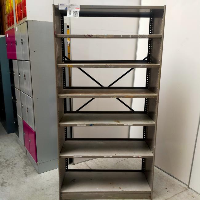  - 1x intensief gebruikt ahrend met schade retro vintage industriele metalen stellingkast (1)