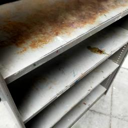  - 1x intensief gebruikt ahrend met schade retro vintage industriele metalen stellingkast (5)