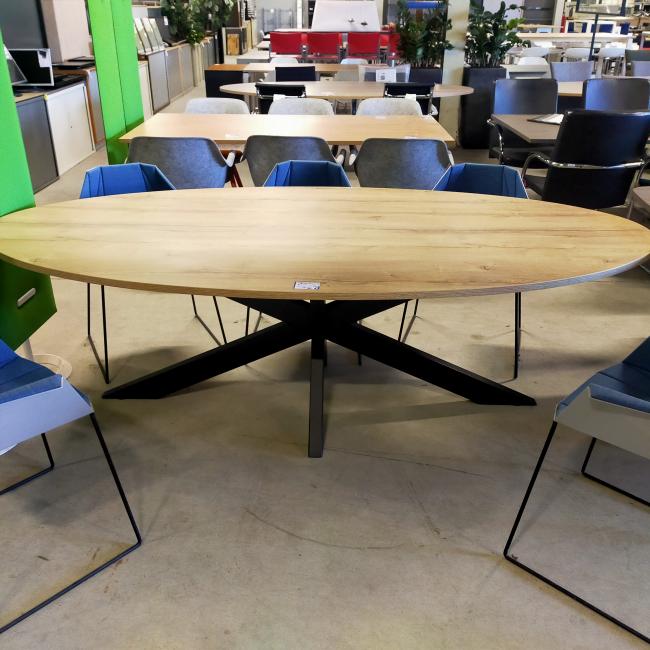  - 10x nieuwe tafels ovaal met zwarte metalen spinpoot (3)