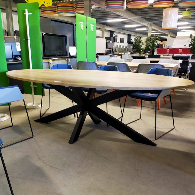  - 10x nieuwe tafels ovaal met zwarte metalen spinpoot (24)
