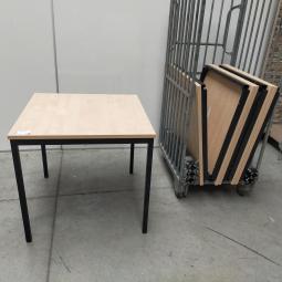  - 6x 80x80 cm ahorn kleur houten blad met zwarte metalen poten gedemonteerd (9)