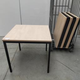  - 6x 80x80 cm ahorn kleur houten blad met zwarte metalen poten gedemonteerd (15)
