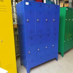  - 8-deurs retro vintage industriele metalen lockerkast 1x groen en 1x blauw (20)