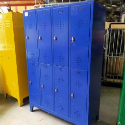  - 8-deurs retro vintage industriele metalen lockerkast 1x groen en 1x blauw (21)