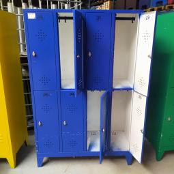  - 8-deurs retro vintage industriele metalen lockerkast 1x groen en 1x blauw (25)