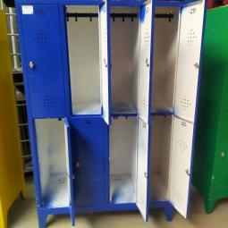  - 8-deurs retro vintage industriele metalen lockerkast 1x groen en 1x blauw (30)