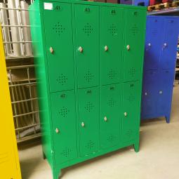  - 8-deurs retro vintage industriele metalen lockerkast 1x groen en 1x blauw (5)