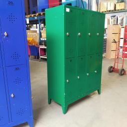  - 8-deurs retro vintage industriele metalen lockerkast 1x groen en 1x blauw (16)