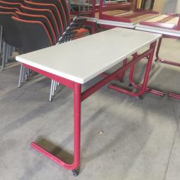  - eromes schooltafels grijs houten blad met rood stalen frame (3)