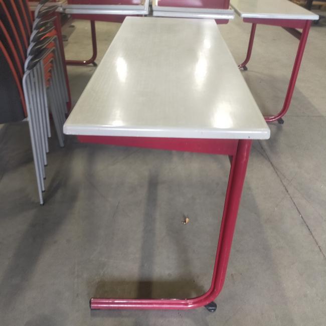  - eromes schooltafels grijs houten blad met rood stalen frame (4)