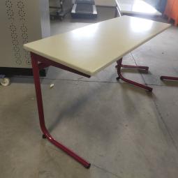  - eromes schooltafels grijs houten blad met rood stalen frame (20)