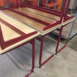  - eromes schooltafels grijs houten blad met rood stalen frame (22)
