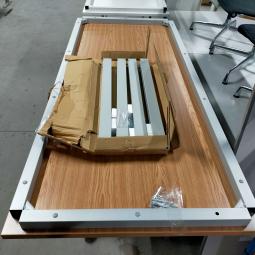  - 6x 180x80 cm eiken blad met grijs stalen frame gedemonteerd (5)