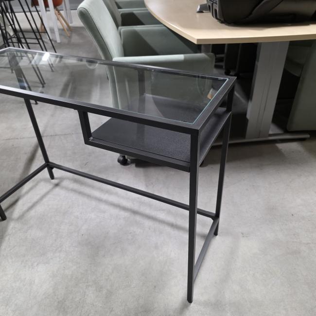  - 3x glastafel zwart stalen frame afm 100x36x74 hoog  (2)