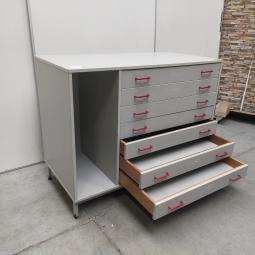  - 1x Eromes grijze houten ladekast,schoolkast, tekenladekast (4)