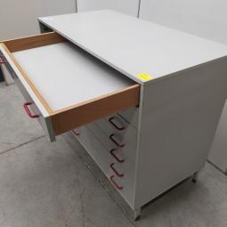  - 1x Eromes grijze houten ladekast,schoolkast, tekenladekast (9)