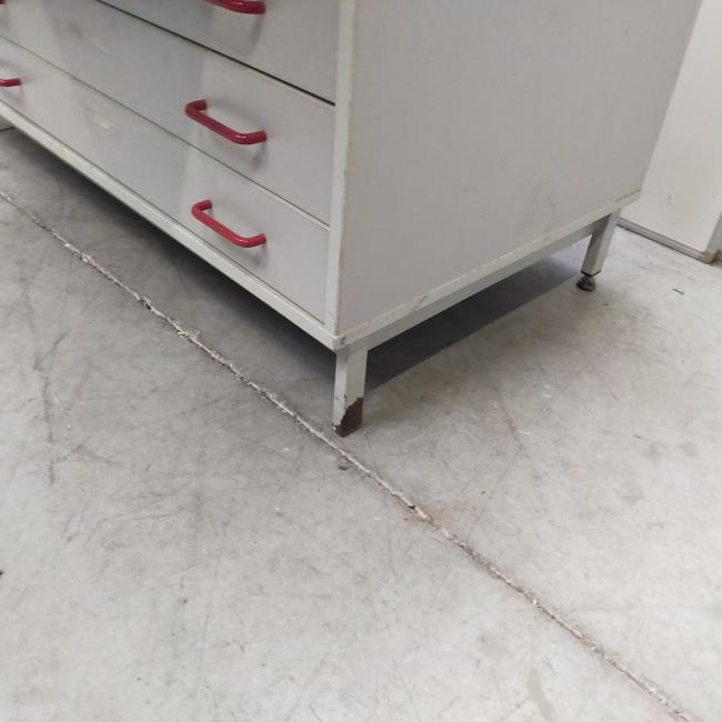  - 1x Eromes grijze houten ladekast,schoolkast, tekenladekast (10)