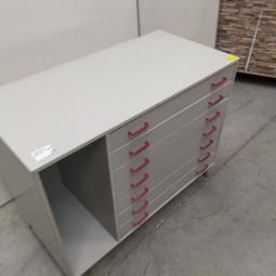  - 1x Eromes grijze houten ladekast,schoolkast, tekenladekast (11)