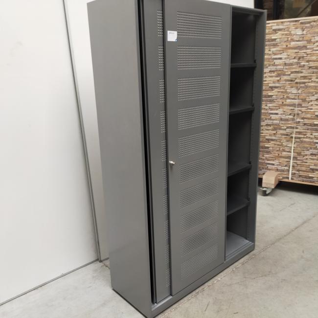  - ahrend alugrijze metalen akoestische kast schuifdeuren (12)