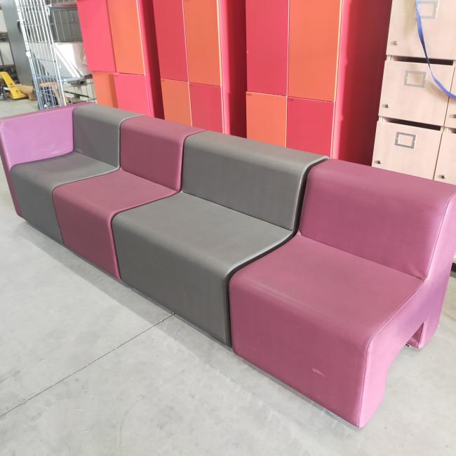  - ahrend set lounge banken 4 delen kunstleder grijs en paars (12)