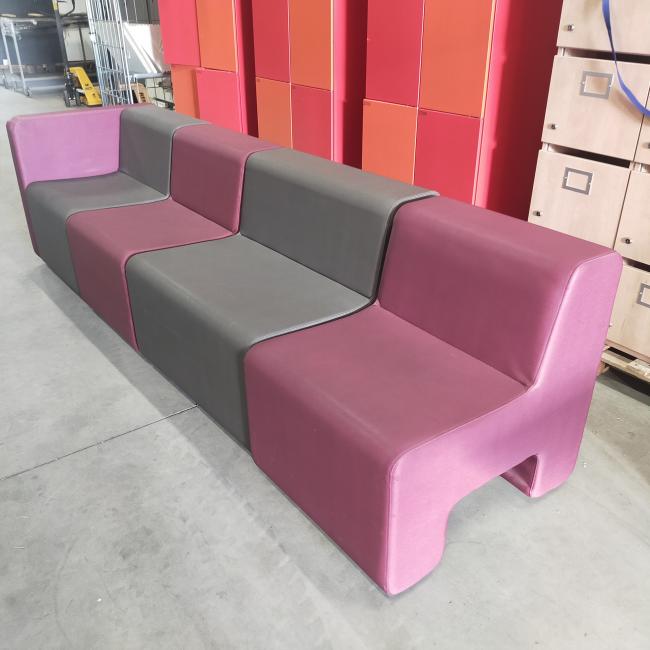  - ahrend set lounge banken 4 delen kunstleder grijs en paars (3)