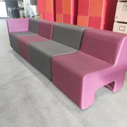  - ahrend set lounge banken 4 delen kunstleder grijs en paars (4)