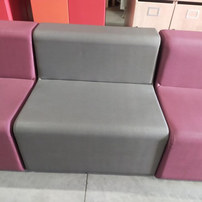  - ahrend set lounge banken 4 delen kunstleder grijs en paars (6)