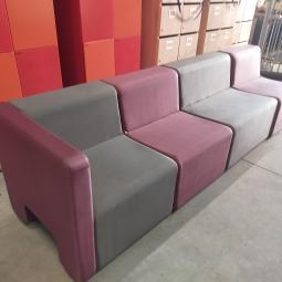  - ahrend set lounge banken 4 delen kunstleder grijs en paars (8)