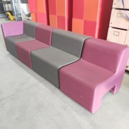  - ahrend set lounge banken 4 delen kunstleder grijs en paars (11)