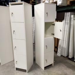  - 3x 115,- pst ex. witte houten 4-deurs lockers met nieuwe sloten eurolocks in zeer nette staat (21)