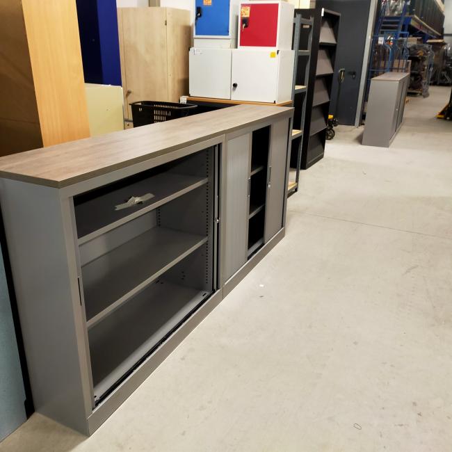  - 4x 2-delige set (dus 4 dubbele kasten) robberechts alugrijs met nieuw blad antraciet eiken (15)