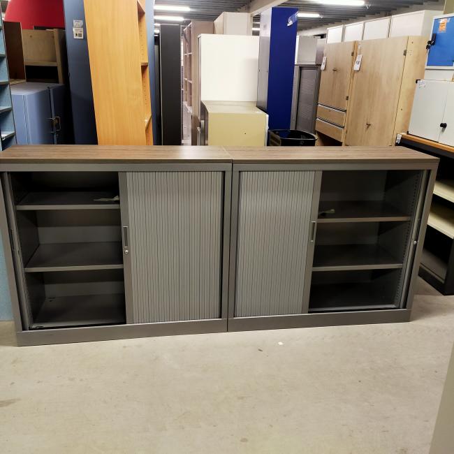  - 4x 2-delige set (dus 4 dubbele kasten) robberechts alugrijs met nieuw blad antraciet eiken (25)