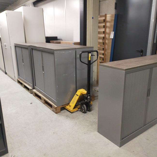  - 4x 2-delige set (dus 4 dubbele kasten) robberechts alugrijs met nieuw blad antraciet eiken (34)