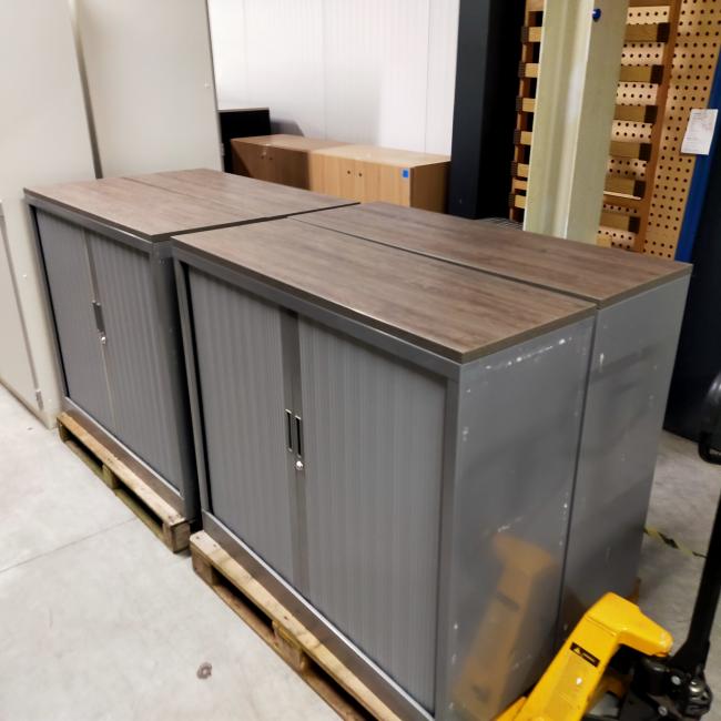  - 4x 2-delige set (dus 4 dubbele kasten) robberechts alugrijs met nieuw blad antraciet eiken (37)