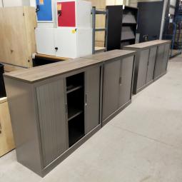  - 4x 2-delige set (dus 4 dubbele kasten) robberechts alugrijs met nieuw blad antraciet eiken (45)