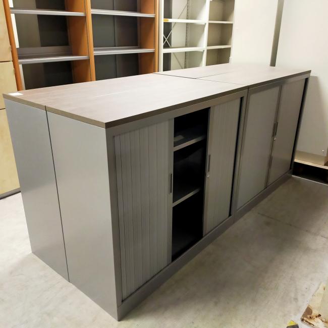  - 4x 2-delige set (dus 4 dubbele kasten) robberechts alugrijs met nieuw blad antraciet eiken (58)