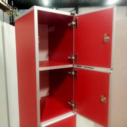  - 4x Aeastic 5-deurs rode lockers hout aluminium met nieuwe sloten eurolocks in zeer nette staat (18)