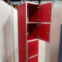  - 4x Aeastic 5-deurs rode lockers hout aluminium met nieuwe sloten eurolocks in zeer nette staat (20)