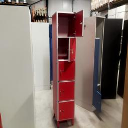  - 4x Aeastic 5-deurs rode lockers hout aluminium met nieuwe sloten eurolocks in zeer nette staat (21)