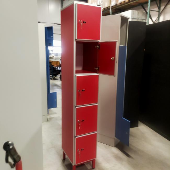  - 4x Aeastic 5-deurs rode lockers hout aluminium met nieuwe sloten eurolocks in zeer nette staat (25)