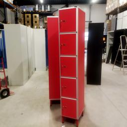  - 4x Aeastic 5-deurs rode lockers hout aluminium met nieuwe sloten eurolocks in zeer nette staat (8)
