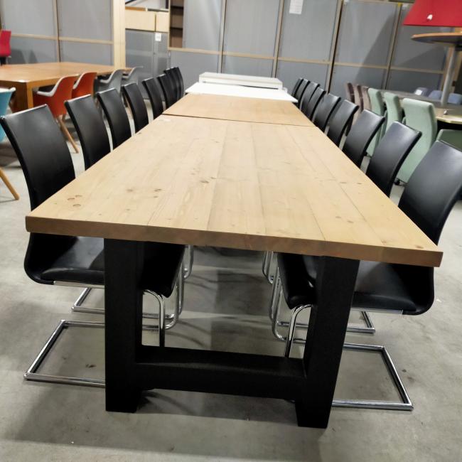  - partij goedkope sledestoelen eetkamerstoelen met zwart kunststleder bekleding (23)