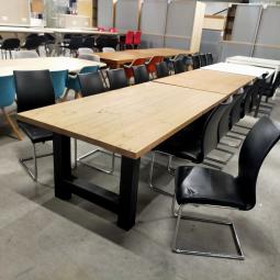  - partij goedkope sledestoelen eetkamerstoelen met zwart kunststleder bekleding (26)