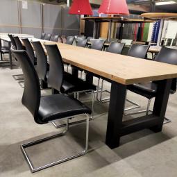  - partij goedkope sledestoelen eetkamerstoelen met zwart kunststleder bekleding (28)