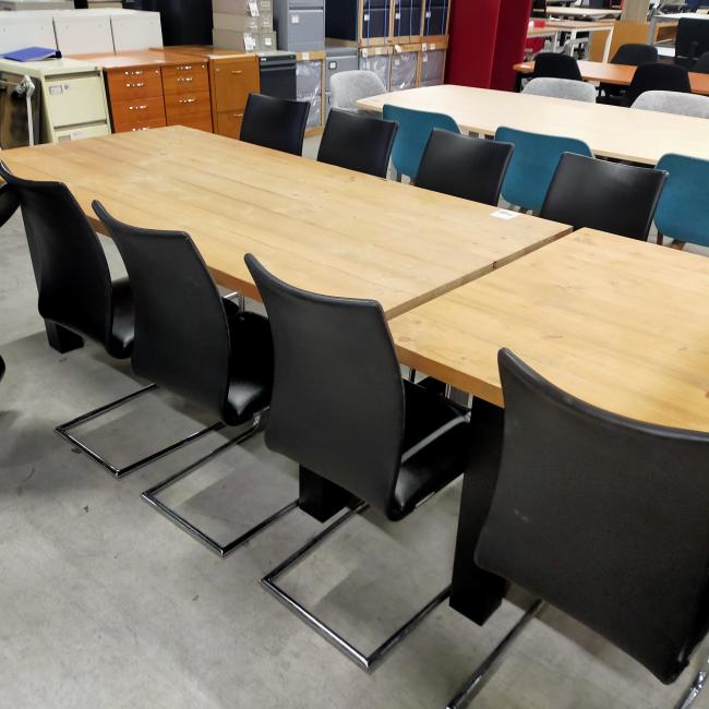  - partij goedkope sledestoelen eetkamerstoelen met zwart kunststleder bekleding (19)