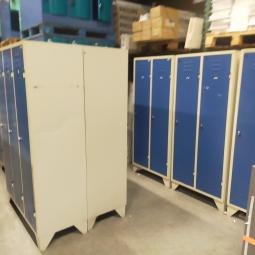  - 4x 2-deurs industriele retro vintage extra brede deuren 185x90x50 cm grijs blauw metaal 175,- per stuk ex (71)