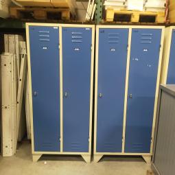  - 4x 2-deurs industriele retro vintage extra brede deuren 185x90x50 cm grijs blauw metaal 175,- per stuk ex (73)